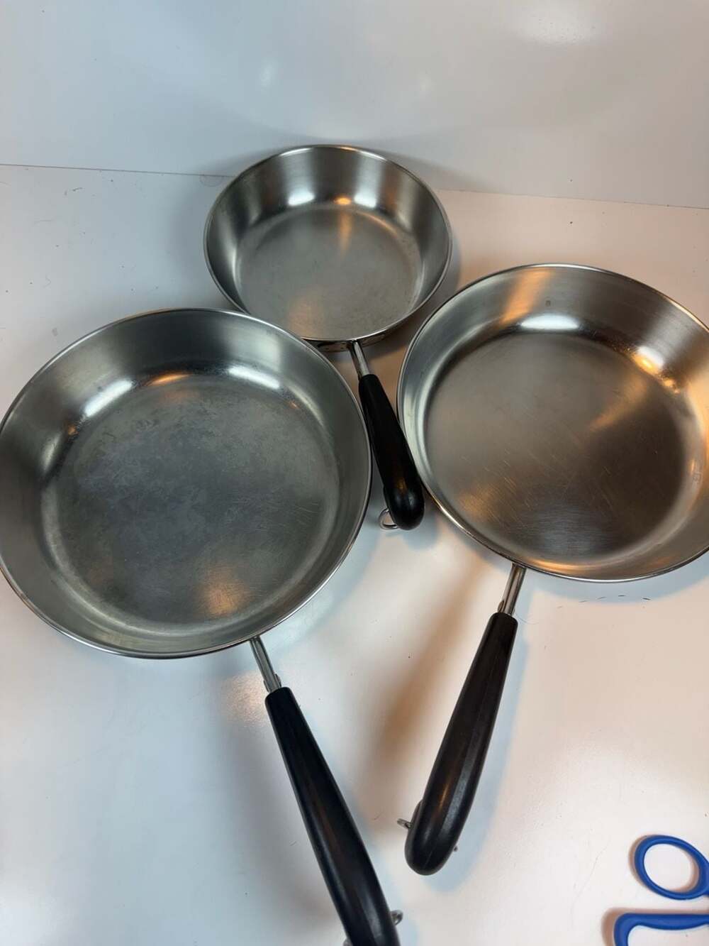 Revere Ware Skillet Fry Pan Set Stainless Steel Copper